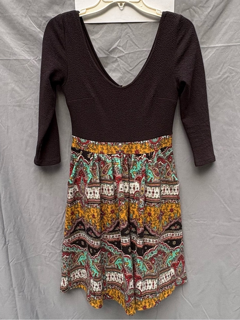 Maeve by Anthropologie Black/Multicolor Paisley Knee Length Dress